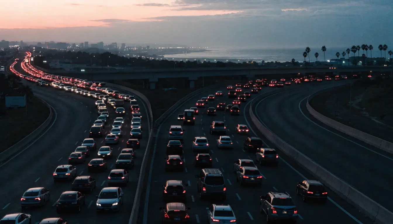 Congested traffic at the I-5 and SR-78 interchange in Oceanside where many car accident claims begin