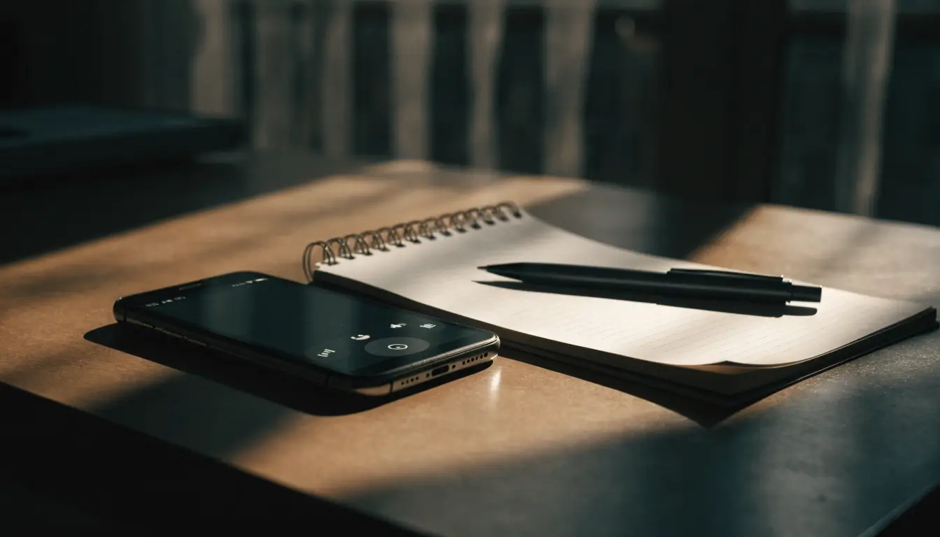 A phone mid-call beside a notepad — what not to say to the adjuster after an Oceanside crash